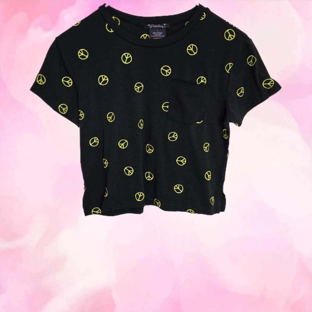 Xtraordinary Peace Sign Embroidered Crop Top